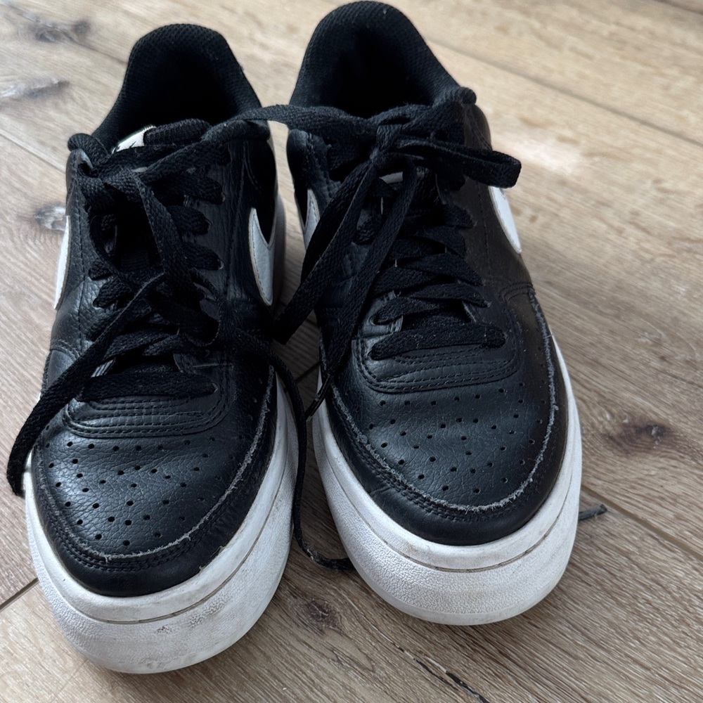 Nike Black and White Women's Court Vision Alta platform Sneakers - Picture 2 of 3